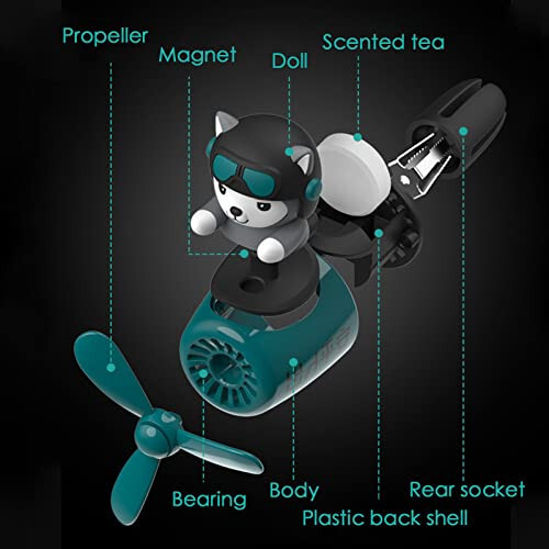 2 Pieces Car Air Fresheners, Cute Bear Pilot Car Diffuser, Propeller Air Outlet Vent Fresheners, Car Perfume Suitable for Car Interior Decoration (dog（A+B）) - 5