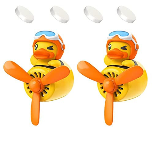 2 Pieces Car Air Fresheners, Cute Bear Pilot Car Diffuser, Propeller Air Outlet Vent Fresheners, Car Perfume Suitable for Car Interior Decoration (duck+duck) - 1