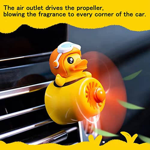 2 Pieces Car Air Fresheners, Cute Bear Pilot Car Diffuser, Propeller Air Outlet Vent Fresheners, Car Perfume Suitable for Car Interior Decoration (duck+duck) - 4