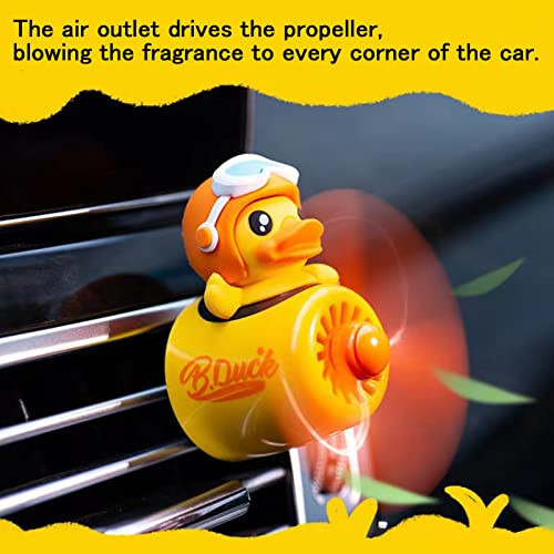 2 Pieces Car Air Fresheners, Cute Bear Pilot Car Diffuser, Propeller Air Outlet Vent Fresheners, Car Perfume Suitable for Car Interior Decoration (Duck+Fox) - 3