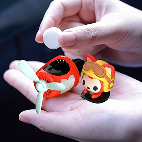 2 Pieces Car Air Fresheners, Cute Bear Pilot Car Diffuser, Propeller Air Outlet Vent Fresheners, Car Perfume Suitable for Car Interior Decoration (Duck+Fox) - 5