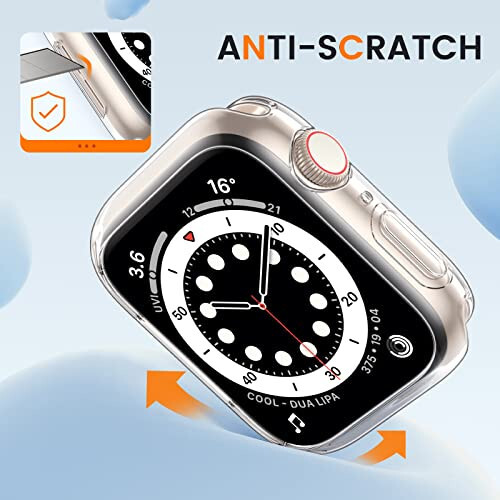 [2 ta to'plam] Apple Watch Series SE2 SE 6 5 4 44mm uchun Goton bamper korpusi, Ultra yupqa yumshoq TPU zarba qarshi korpus qopqog'i bamper himoyachi iWatch aksessuarlari uchun (ekran himoyachi yo'q) 44mm Shaffof + Qora - 3