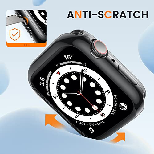 [2 ta'rifdagi to'plam] Apple Watch Series SE2 SE 6 5 4 44mm uchun Goton bamper korpus, Ultra yupqa yumshoq TPU zarbadan himoya qiluvchi korpus qopqog'i iWatch aksessuarlari uchun bamper himoyachi (ekran himoyachisi yo'q) 44mm Qora+Qora - 3