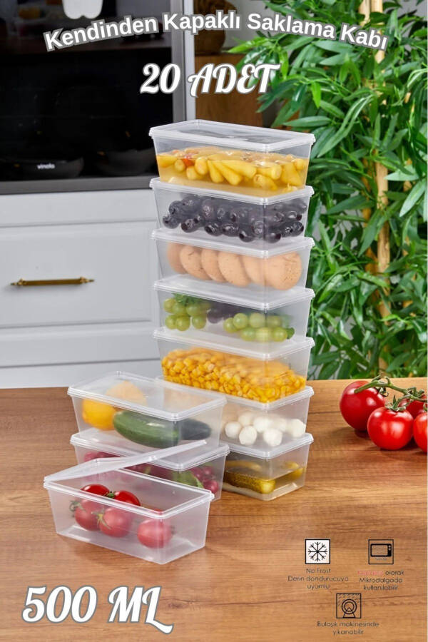 20 PCS FREEZER SAFE STORAGE CONTAINER WITH LID, ORGANIZER 500 ML - 2