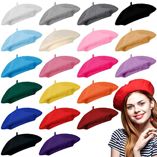 20 Pieces Wool Berets for Women French Beret Multicolored Painters Hat Winter Artist Beret Hat for Women Girls Men Party Indoor Outdoor - 1