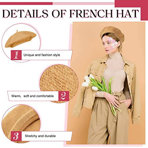 20 Pieces Wool Berets for Women French Beret Multicolored Painters Hat Winter Artist Beret Hat for Women Girls Men Party Indoor Outdoor - 3