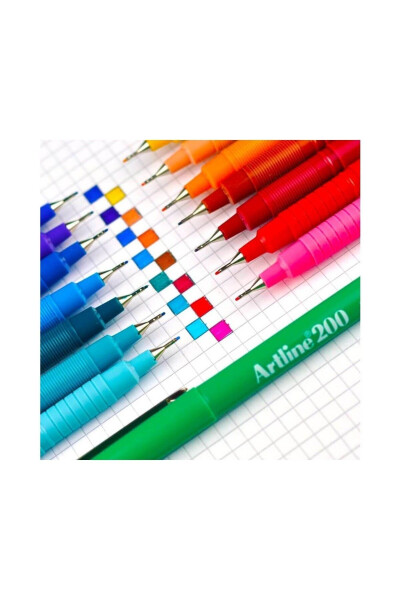 200 Fineliner 0.4 Mm İnce Uçlu Yazı Ve Çizim Kalemi 10'lu - 9