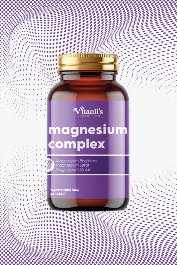 200 Mg Magnesium Complex 60 Tablets Mineral, Magnesium Malate, Citrate, Bisglycinate - 6