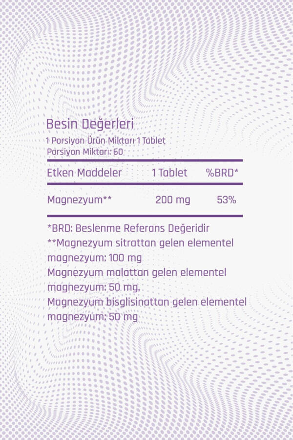 200 Mg Magnezyum Kompleksi 60 Tablet Mineral, Magnezyum Malat, Sitrat, Bisiglinat - 7