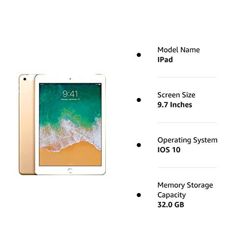 2017 Apple iPad (9.7-inch, WiFi + Cellular, 32GB) - Gold (Renewed) - 13