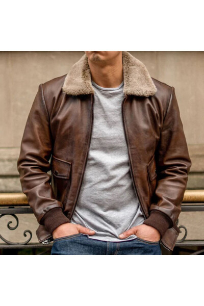 2022 Collection 1101 Men's Brown Genuine Leather Jacket - 1