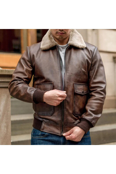 2022 Collection 1101 Men's Brown Genuine Leather Jacket - 2