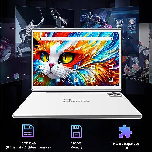 2024 Newest Tablet Android 13 Tablets 10 Inch, Tablet 128GB ROM+16GB RAM (8+8 Virtual), 2 In 1 Tablet with keyboard, Powerful Octa-Core+13MP Camera, 1TB TF Expandable, FHD IPS Display WiFi Tablet PC - 3