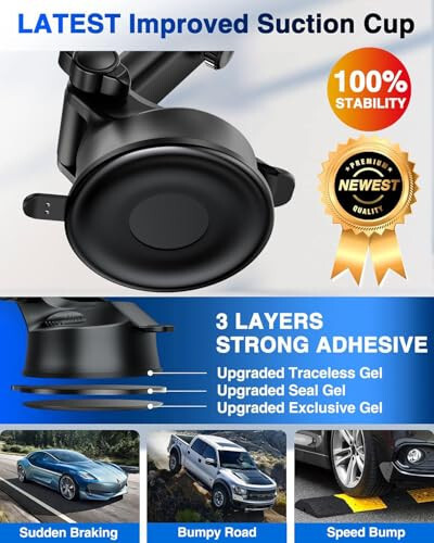 2024 Ultimate Car Phone Mount 【80+LBS Strongest Suction & Military-Grade】【Patent & Safety Certs】 Cell Phone Holder Truck Stand for Car Dashboard Windshield Vent for iPhone 15 Pro Max 14 13, Dark Blue - 5