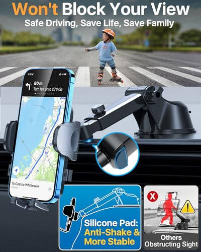 2024 Ultimate Car Phone Mount 【80+LBS Strongest Suction & Military-Grade】【Patent & Safety Certs】 Cell Phone Holder Truck Stand for Dashboard Windshield Vent for iPhone 15 Pro Max 14 13 Samsung, Black - 9