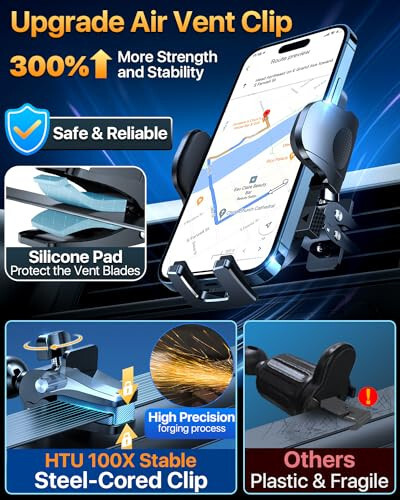 2024 Ultimate Car Phone Mount 【80+LBS Strongest Suction & Military-Grade】【Patent & Safety Certs】 Cell Phone Holder Truck Stand for Dashboard Windshield Vent for iPhone 15 Pro Max 14 13 Samsung, Black - 10