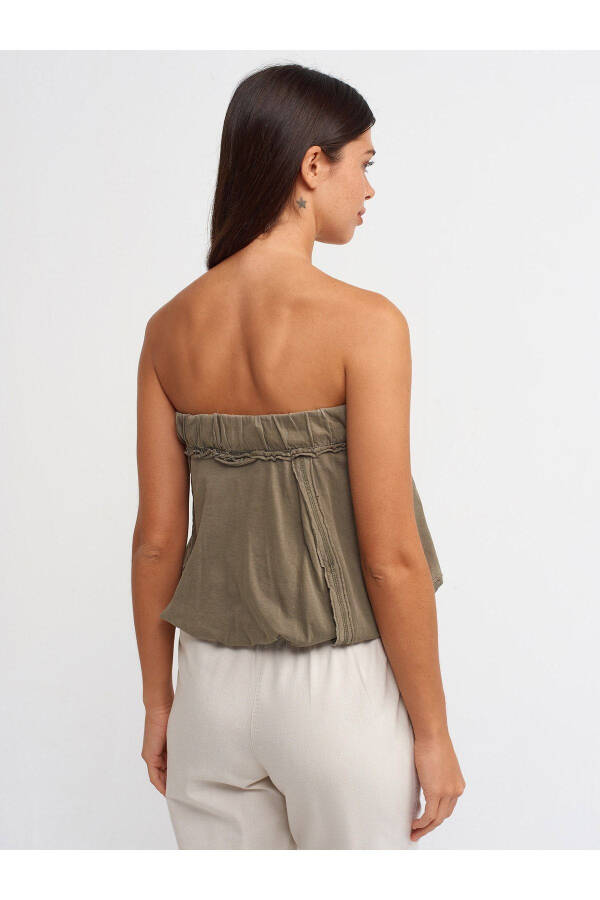 20656 Washed Strapless Top - Khaki - 2