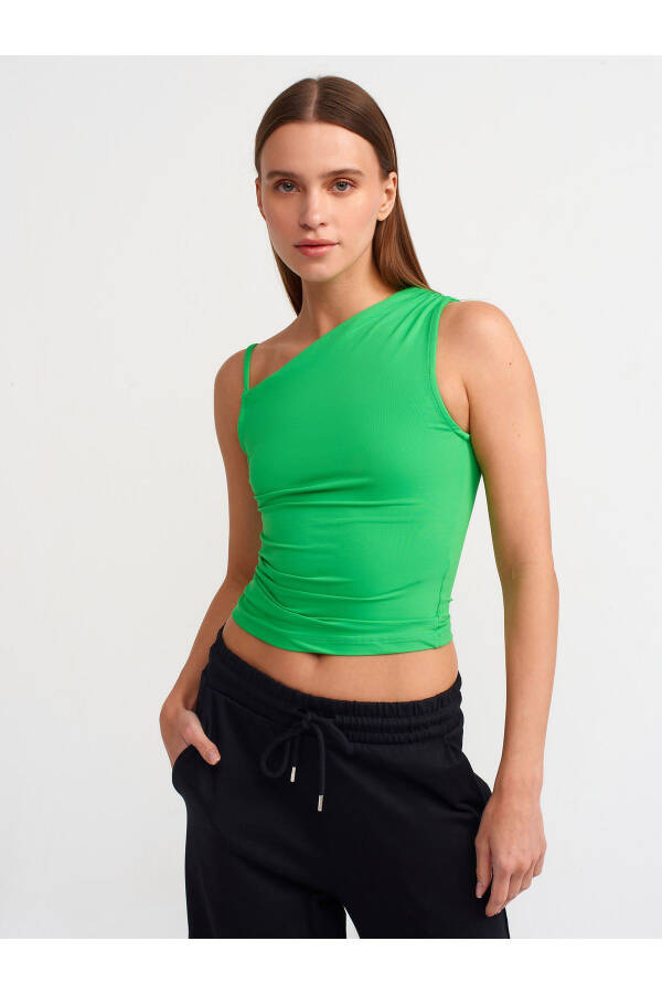 20861 Asymmetrical Ruffled Top-Green - 13