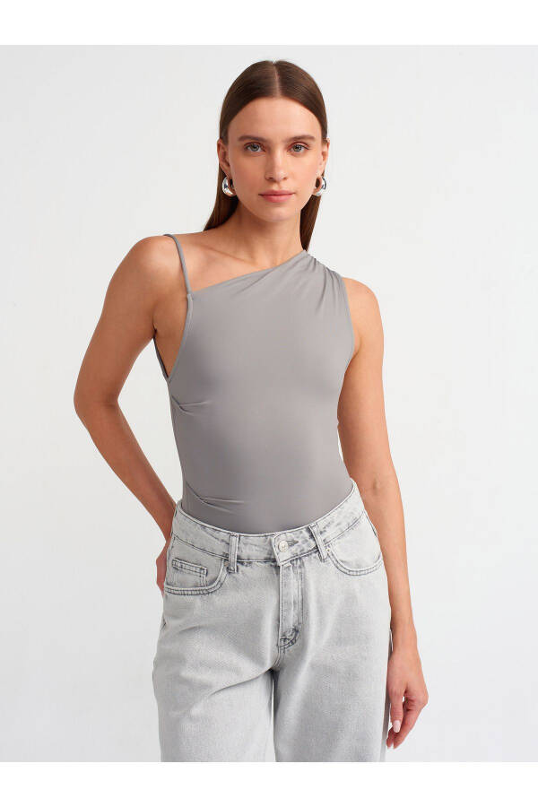 20861 Asymmetrical Ruffled Top-Grey - 16