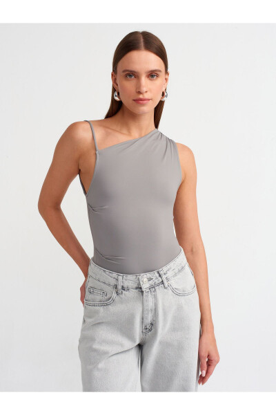 20861 Asymmetrical Ruffled Top-Grey - 9