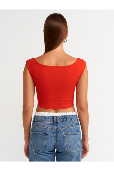 20869 Boat Neck Crop Top - K.Red - 18