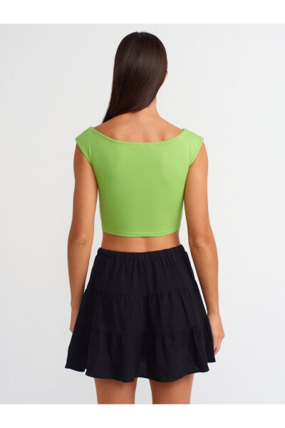 20869 Boat Neck Crop Top - Light Green - 18