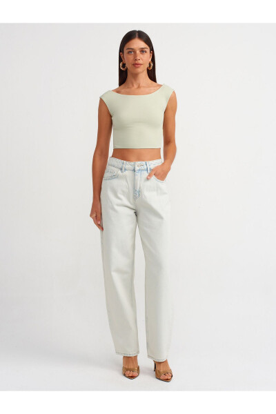 20869 Boat Neck Crop Top - Mint - 20