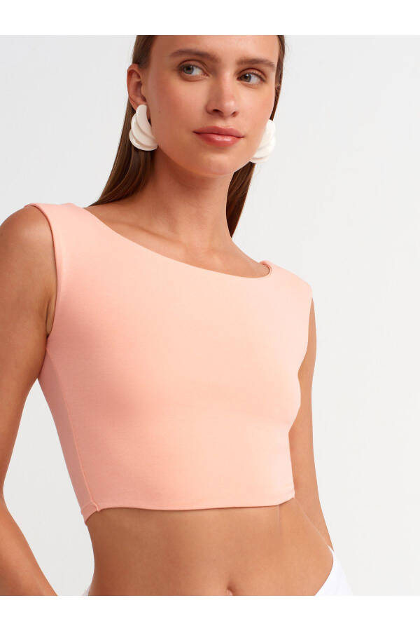 20869 Boat Neck Crop Top - Peach - 11