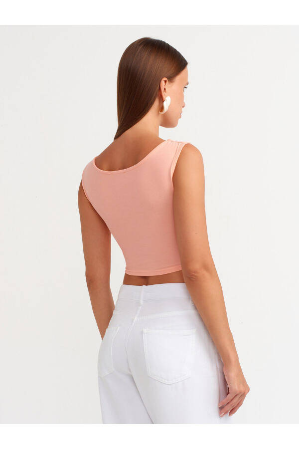 20869 Boat Neck Crop Top - Peach - 6