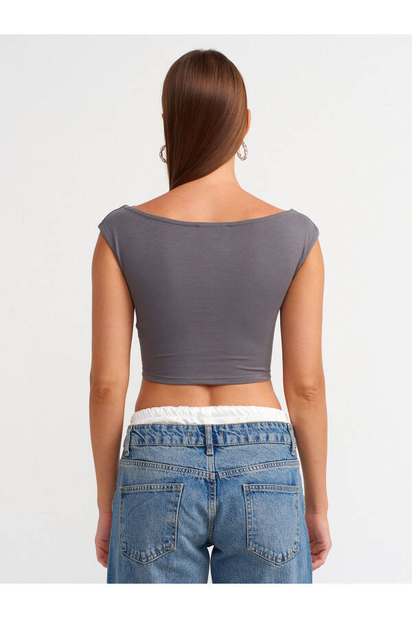 20869 Boat Neck Crop Top - Smoke - 18