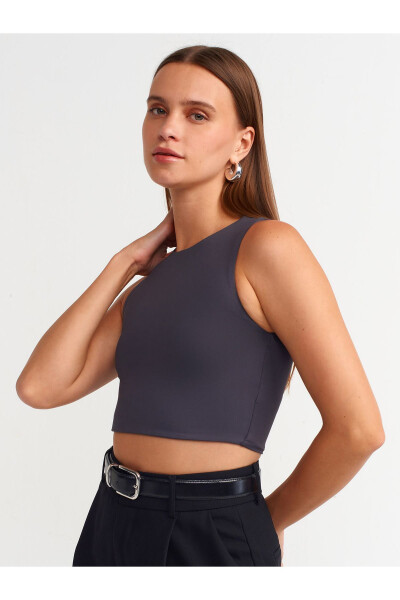 20902 Poliamid Crop Top - Antrasit - 17