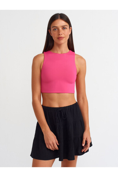 20902 Poliamid Crop Top - Fuşya - 9