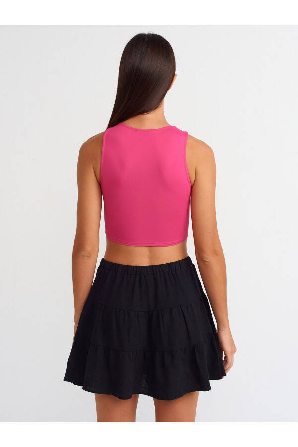 20902 Poliamid Crop Top - Fuşya - 2