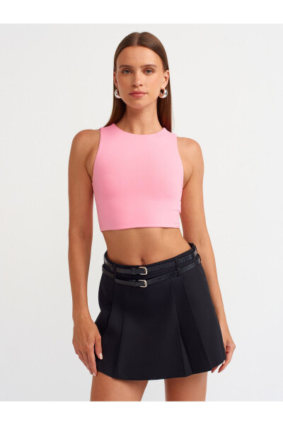 20902 Poliamid Crop Top - Pembe - 17