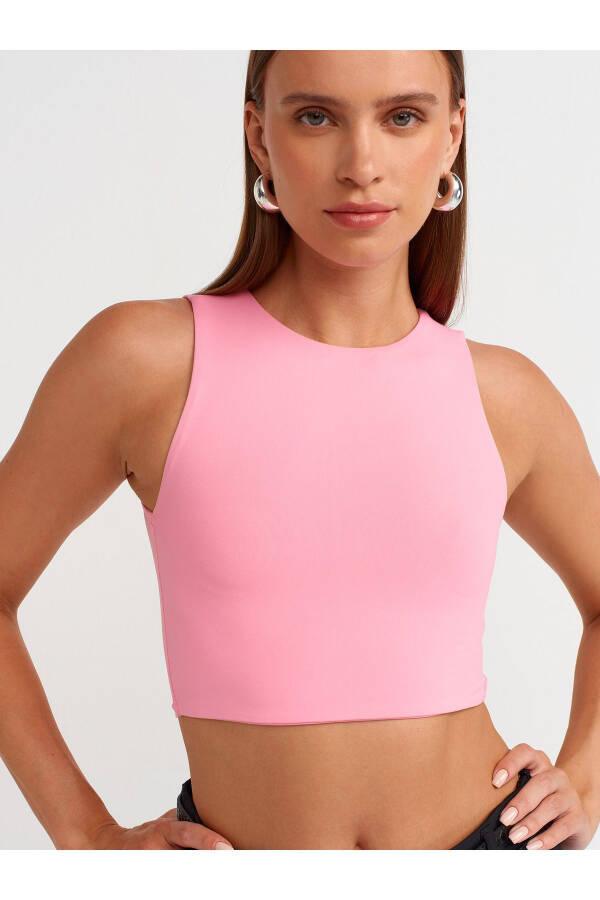 20902 Poliamid Crop Top - Pembe - 20