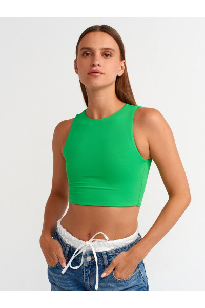 20902 Poliamid Crop Top - Yashil - 13