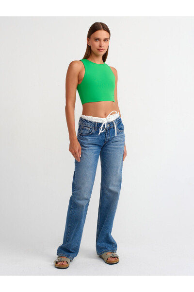 20902 Poliamid Crop Top - Yeşil - 16