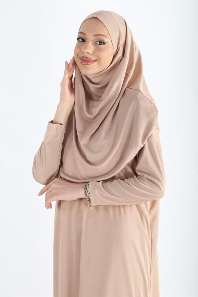 2133_One Piece Non-Slip Headscarf Namaz Tesettür Dress - 2