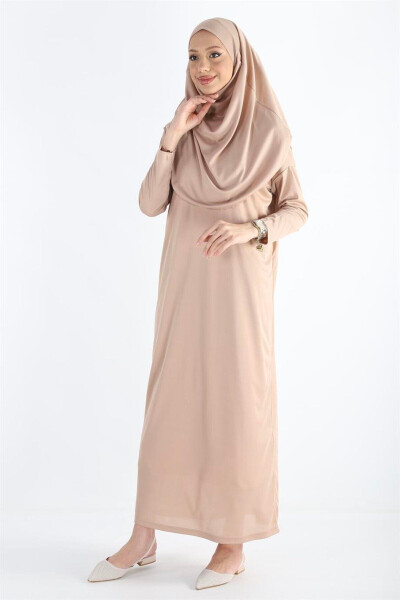 2133_One Piece Non-Slip Headscarf Namaz Tesettür Dress - 3