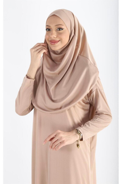 2133_One Piece Non-Slip Headscarf Namaz Tesettür Dress - 4