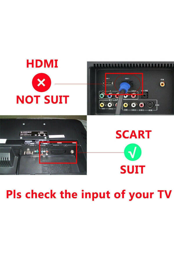 2164 HDMI to Scart AV Video TV Çevirici Dönüştürücü Adaptör Tüplü TV - 16