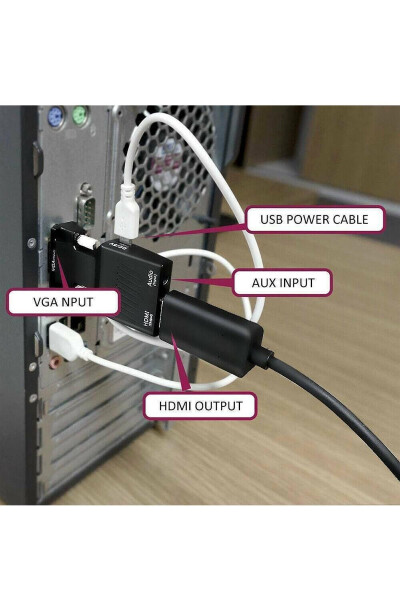 2170 Vga To Hdmi Converter Adapter Cable With Audio Support - 9