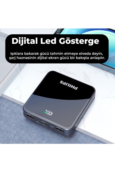 22.5W PD 4 Portlu 10000 mAh LED Göstergeli Taşınabilir Hızlı Şarj Cihazı Powerbank - 5