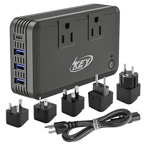 230w Voltage Converter 240V/220V to 120V/110V Key Power International Power Converter Travel Kit - Travel Adapter Use for USA Appliance Hair Straightener, Overseas in Europe, Australia, UK, Italy, etc - 1