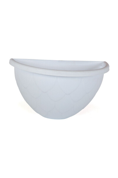 2.4 Litre White Half Wall Balcony Flowerpot Garden Wall Matte Plastic Flowerpot Drip No2 29.5x17.5cm - 1