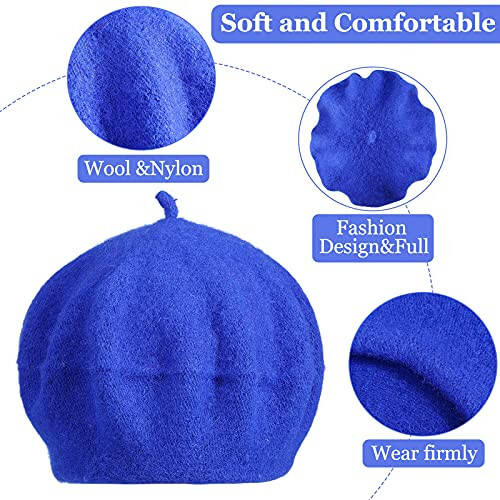 24 Sets Wool Beret, French Beret, Artist Hat Collection - Pumpkin, Solid Color, Simple Caps for Fall, Winter, Christmas, Halloween, Birthdays, New Year - Women, Ladies, Girls - 4