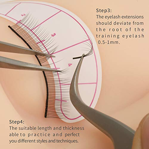 25 Çift Uygulama Kirpikleri Kirpik Uzatma Eğitimi İçin Kirpik Uzatma Malzemeleri Uygulama Kirpik Şeritleri İnce Bant 8mm Doğal Kirpik Taklit Manneken Baş Kirpik Teknisyenleri İçin Zorunlu Malzemeler EMEDA Tarafından - 6