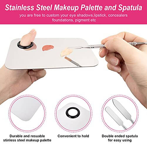 281Pieces Disposable Makeup Tools Kit Includes Stainless Steel Makeup Mixing Palette with Spatula Plastic Organizer Box Hair Clips Eyeliner Brushes Mascara Wands and Lipstick Applicators Lip Wands - 6