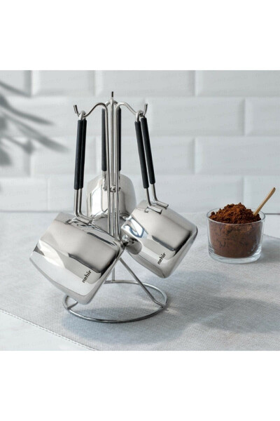 29015 Modern Hanging Stand 4 Piece Steel Coffee Pot Set - 5