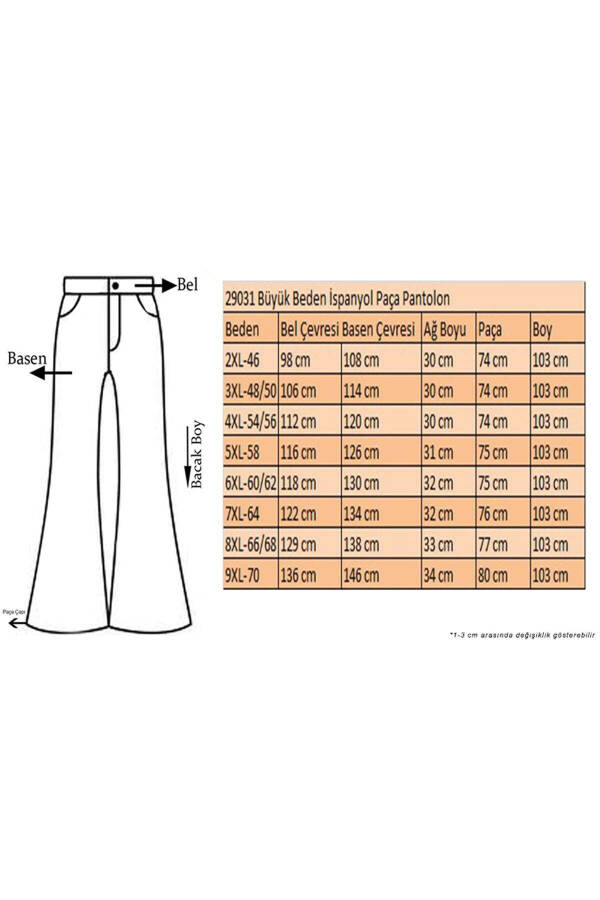 29031 Büyük Beden İspanyol Paça Pantolon - Beyaz - 2